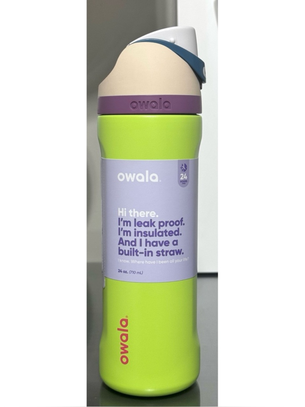 Owala FreeSip 24oz Stainless Steel Water Bottle, CLOUD LIME